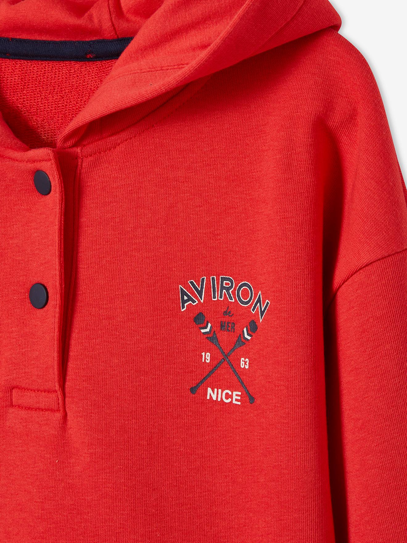 Sweat à capuche garçon motif aviron rouge