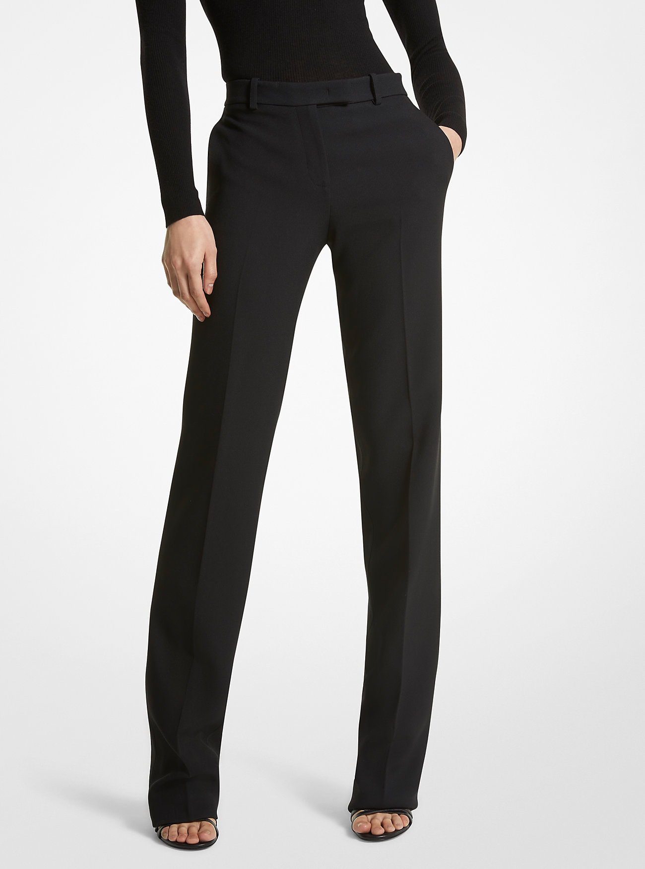 Carolyn Double Crepe Sablé Trousers - BLACK