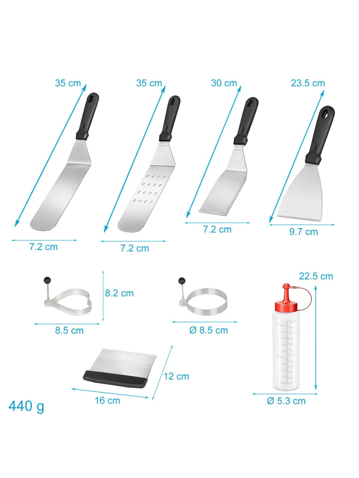 Intirilife 9-teiliges Grillbesteck Set Edelstahl in Silber - Schwarz günstig kaufen onesize