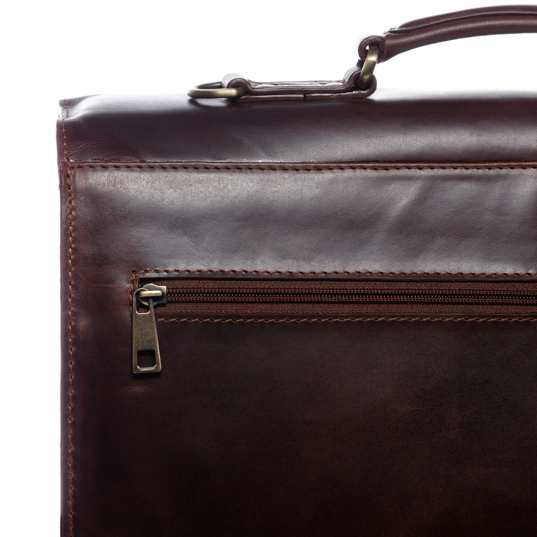FEYNSINN Laptoptasche Leder Businesstasche Herren EMILIO, Laptoptasche 15,4 Zoll, Aktentasche Echtleder Herren braun-cognac