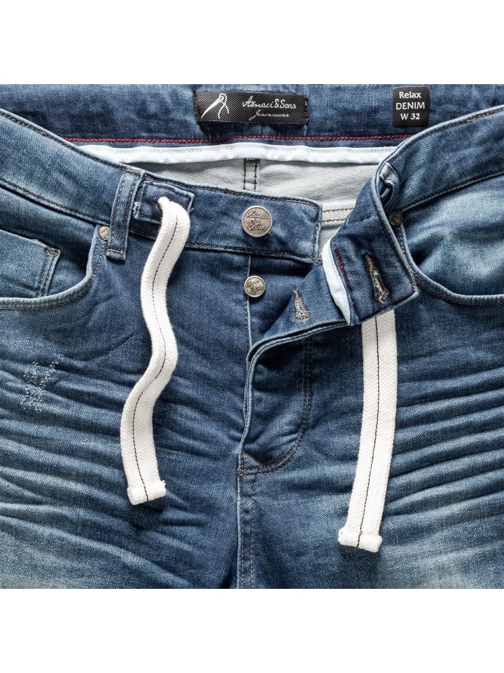 Amaci&Sons Destroyed Jeans Shorts SAN JOSE in D-Blau günstig kaufen