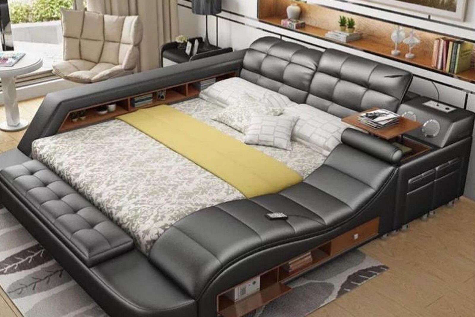 JVmoebel Multimediabett Chesterfield Doppel Luxus Design Bett 180x200 Multifunktionsbett Neu (1-tlg., 1x Bett ohne Couchtisch), Made in Europa