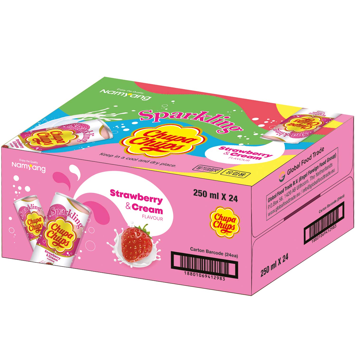 Chupa Chups Sparkling Strawberry & Cream 250ml