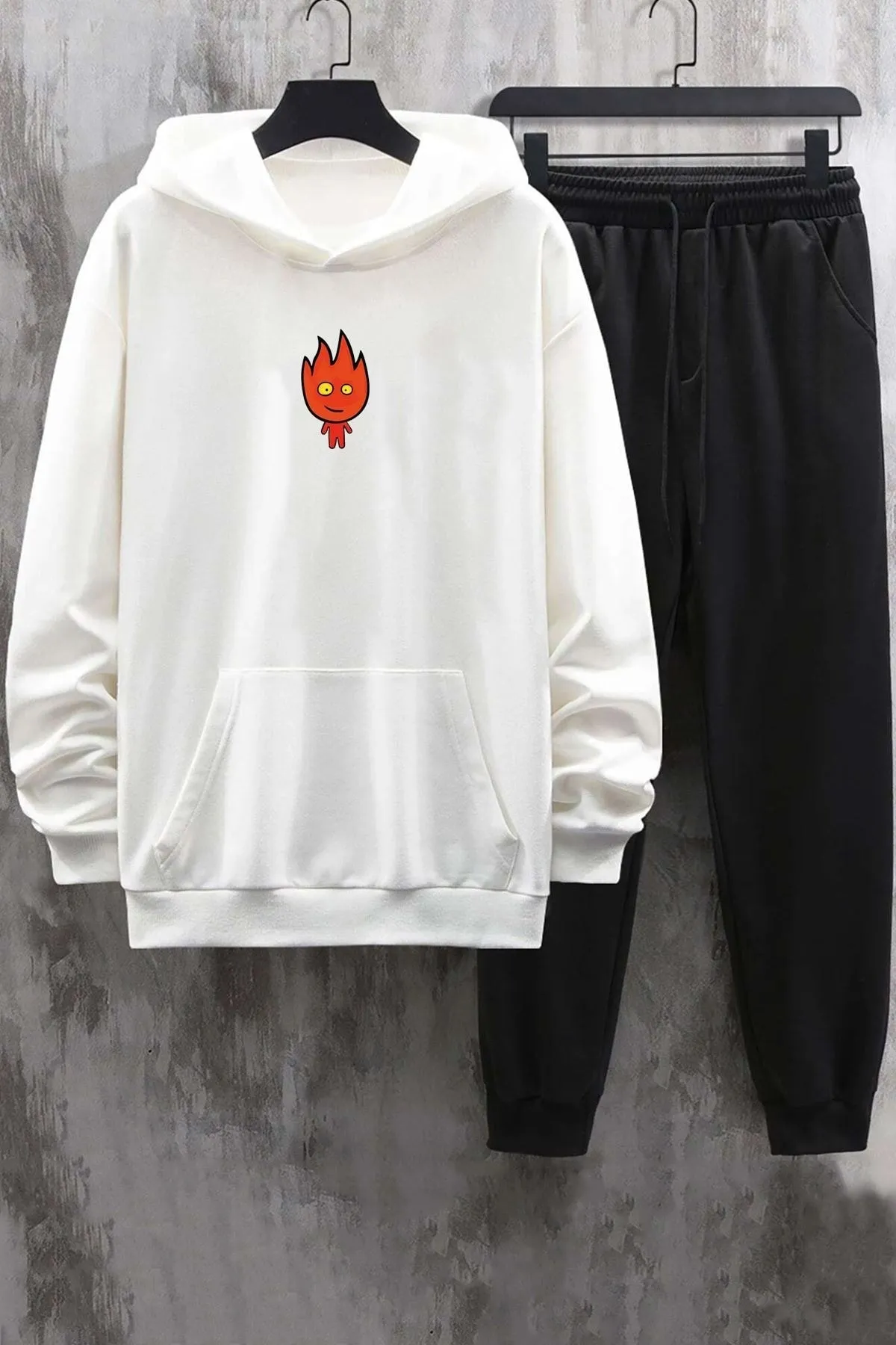 uyguntarz  Unisex-Trainingsanzug-Set mit Feuer-Avatar-Aufdruck