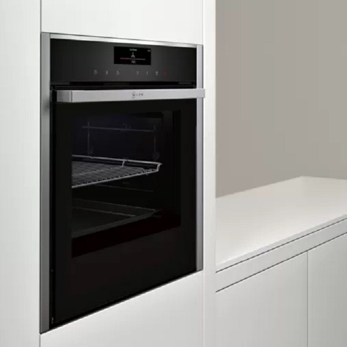 NEFF Einbaubackofen N 90 Neff BVT5868HMC (B58VT68H0) Edelstahl mit Dampfunterstützung, mit 1-fach-Teleskopauszug, Pyrolyse-Selbstreinigung, Slide&Hide®, Circo Therm®, Vario Steam, NeffLight®, EasyClean