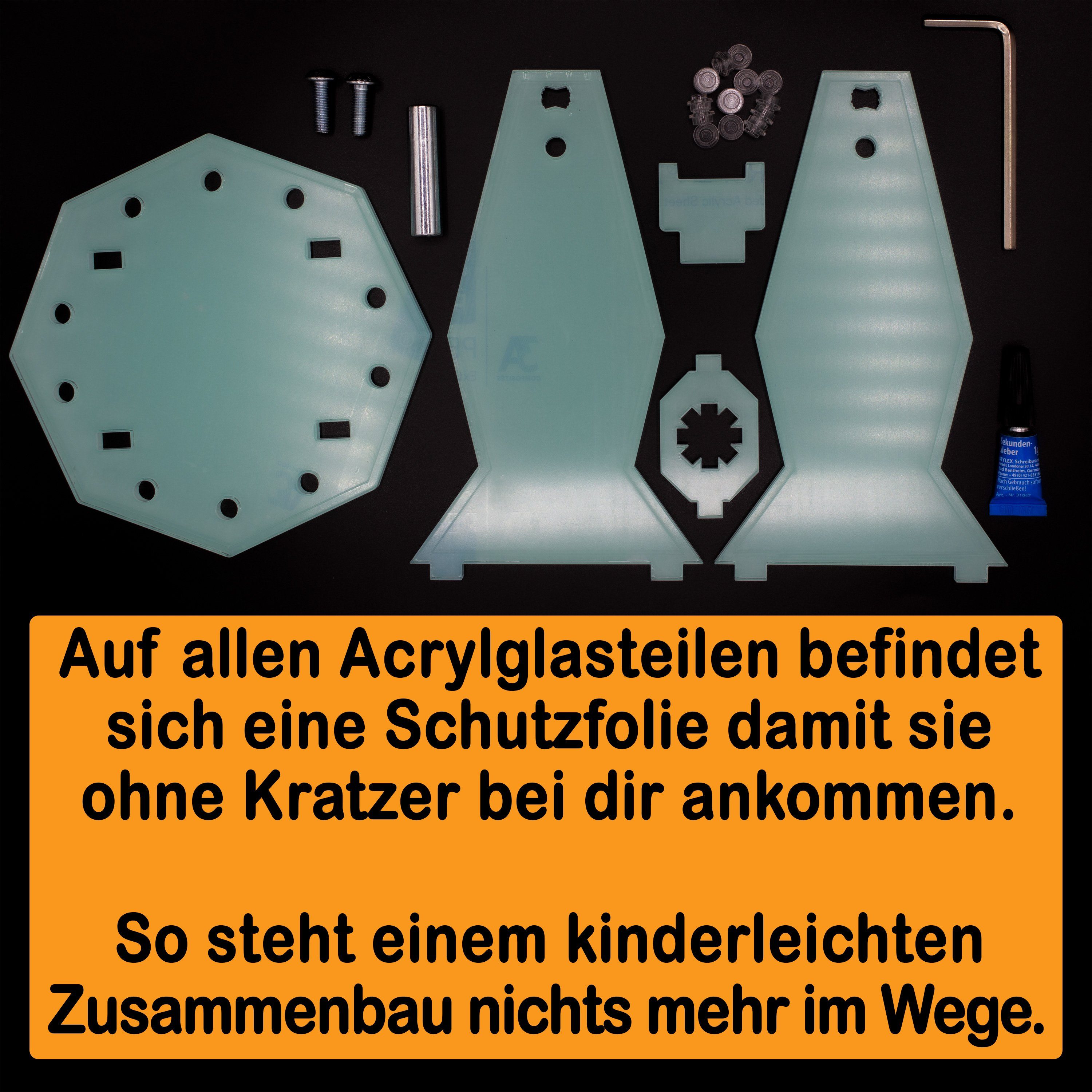 AREA17 Standfuß Acryl Display Stand für LEGO 75362 Ahsoka Tanos T-6 Jedi Shuttle, Verschiedene Winkel und Positionen einstellbar