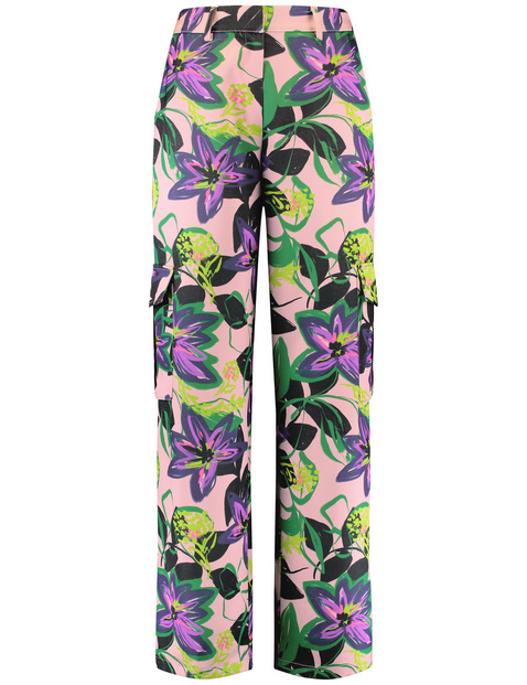 Cargohose mit floralem Dessin