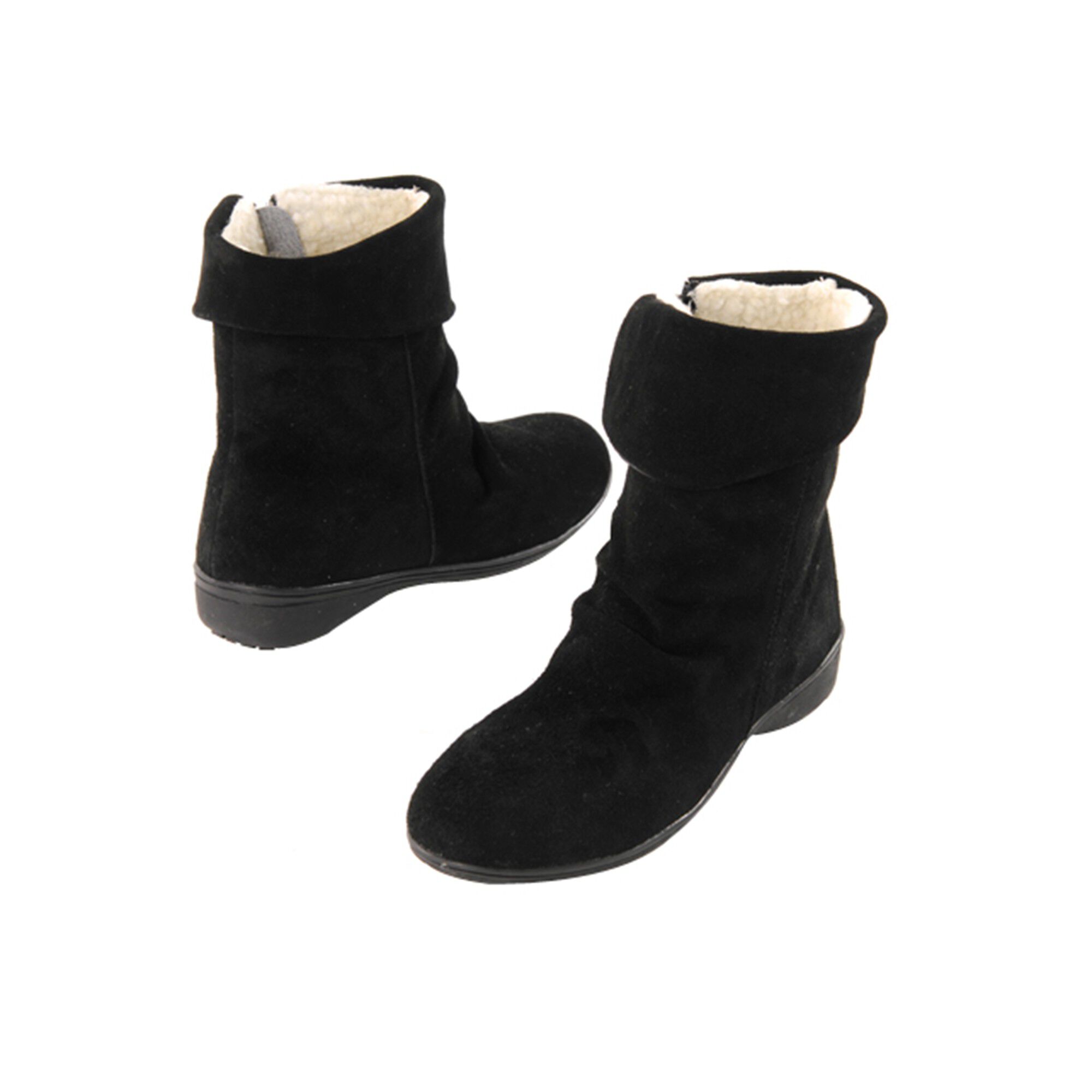 Boots fourrées en croûte de cuir