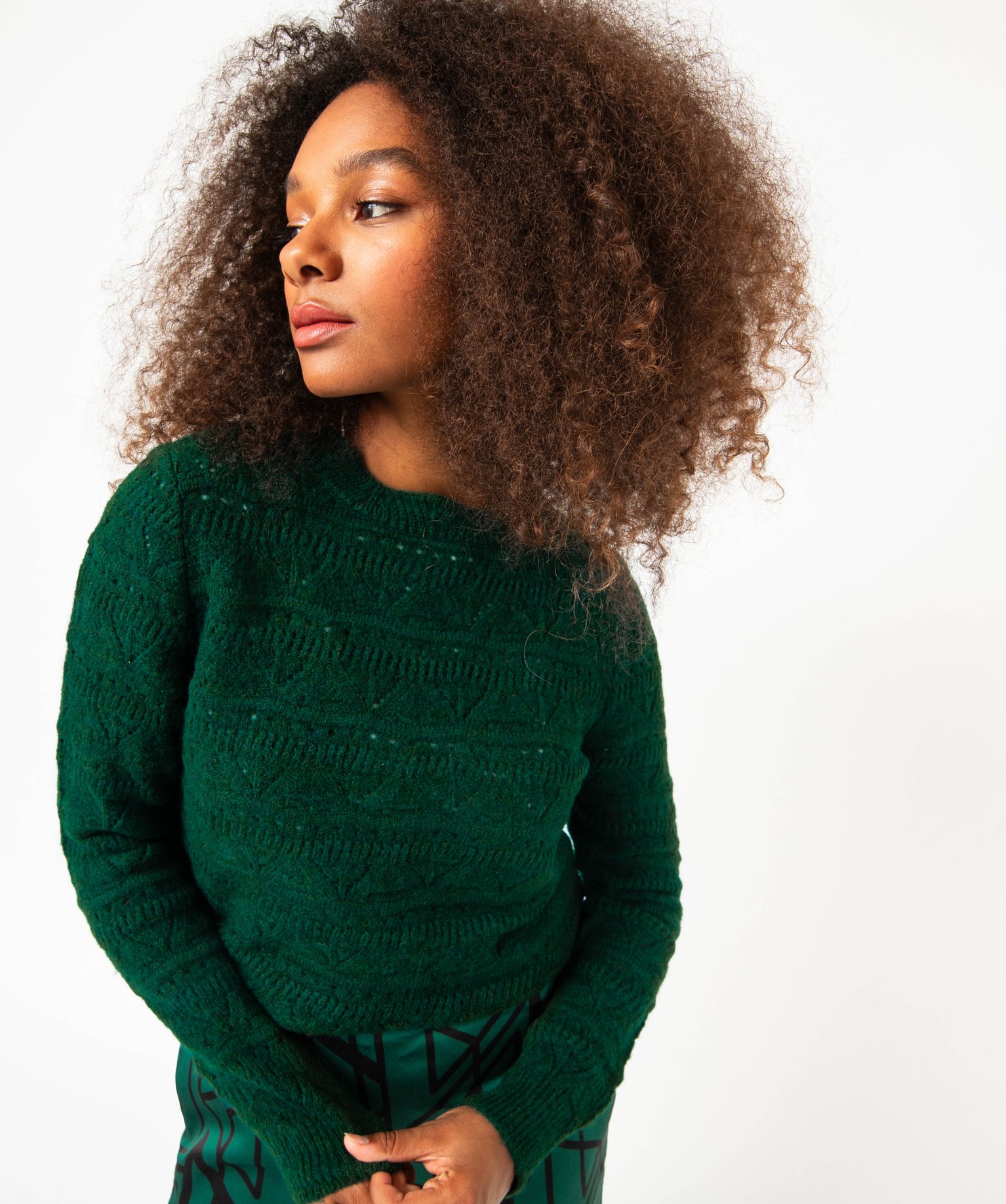 Pull en maille ajourée femme vert | GEMO