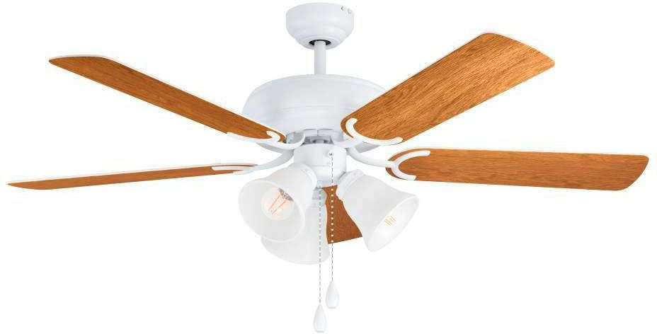 EGLO LED Deckenleuchte LAS PALMAS, Leuchtmittel wechselbar, Ventilator mit Licht, Zugkette, Wendeflügel, AC Motor, Ø 132cm
