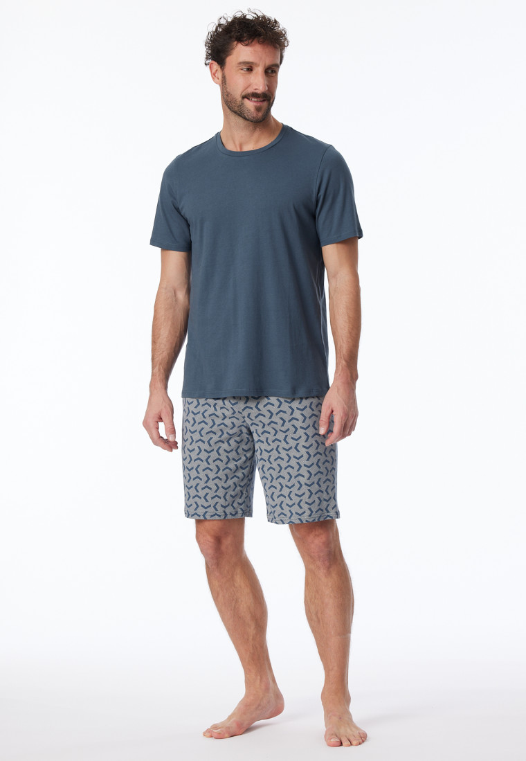 Schlafanzug kurz jeansblau gemustert - Casual Essentials