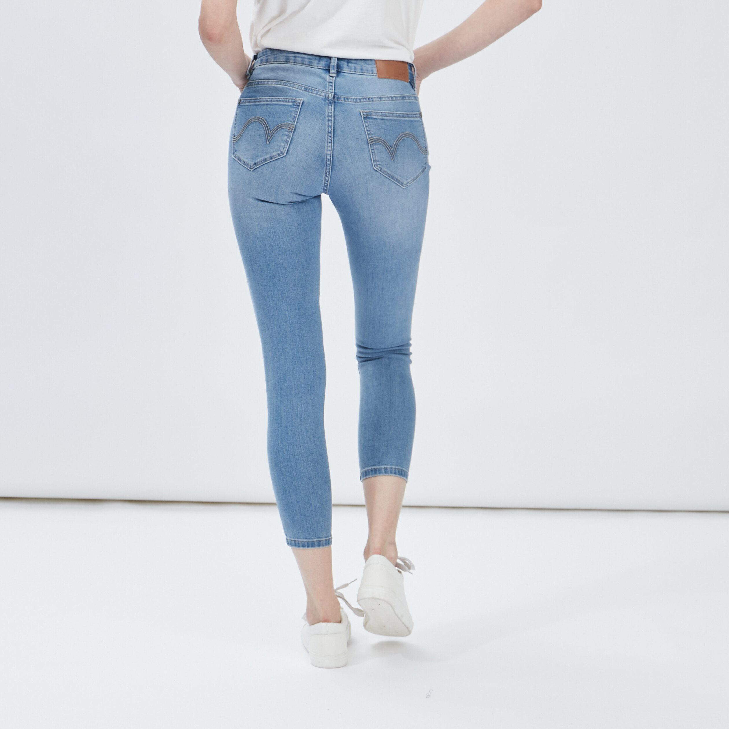 Jeans skinny 7 8ème taille standard denim double stone femme | La Halle