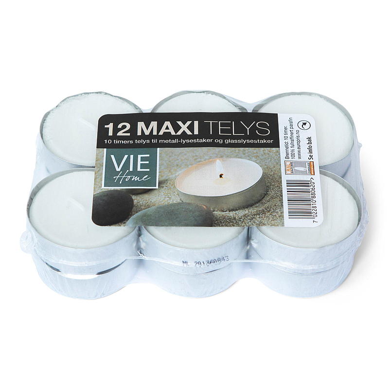 Vie Selected Telys maxi 12-pk 10 timer alukopp