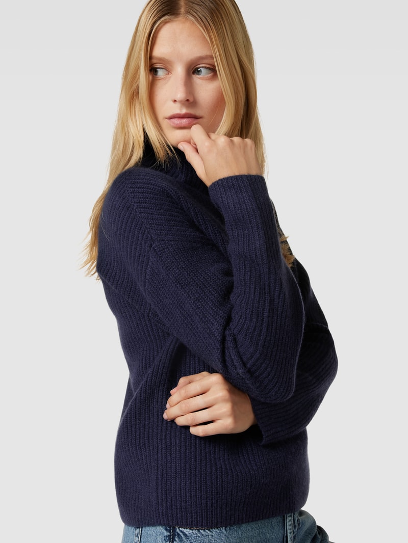Strickpullover aus Kaschmir mit Rollkragen in dunkelblau
