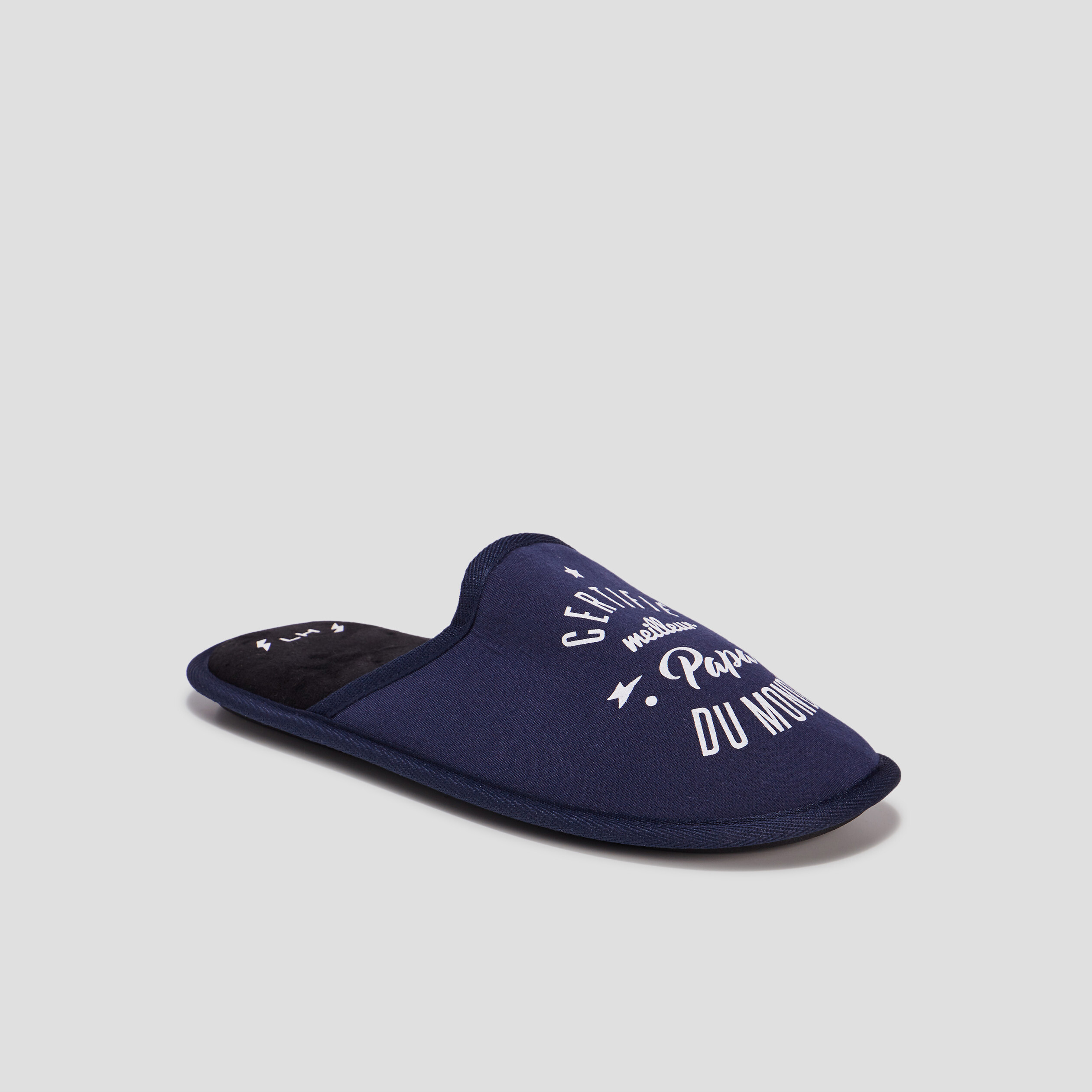 Chaussons mules meilleur papa bleu homme | La Halle