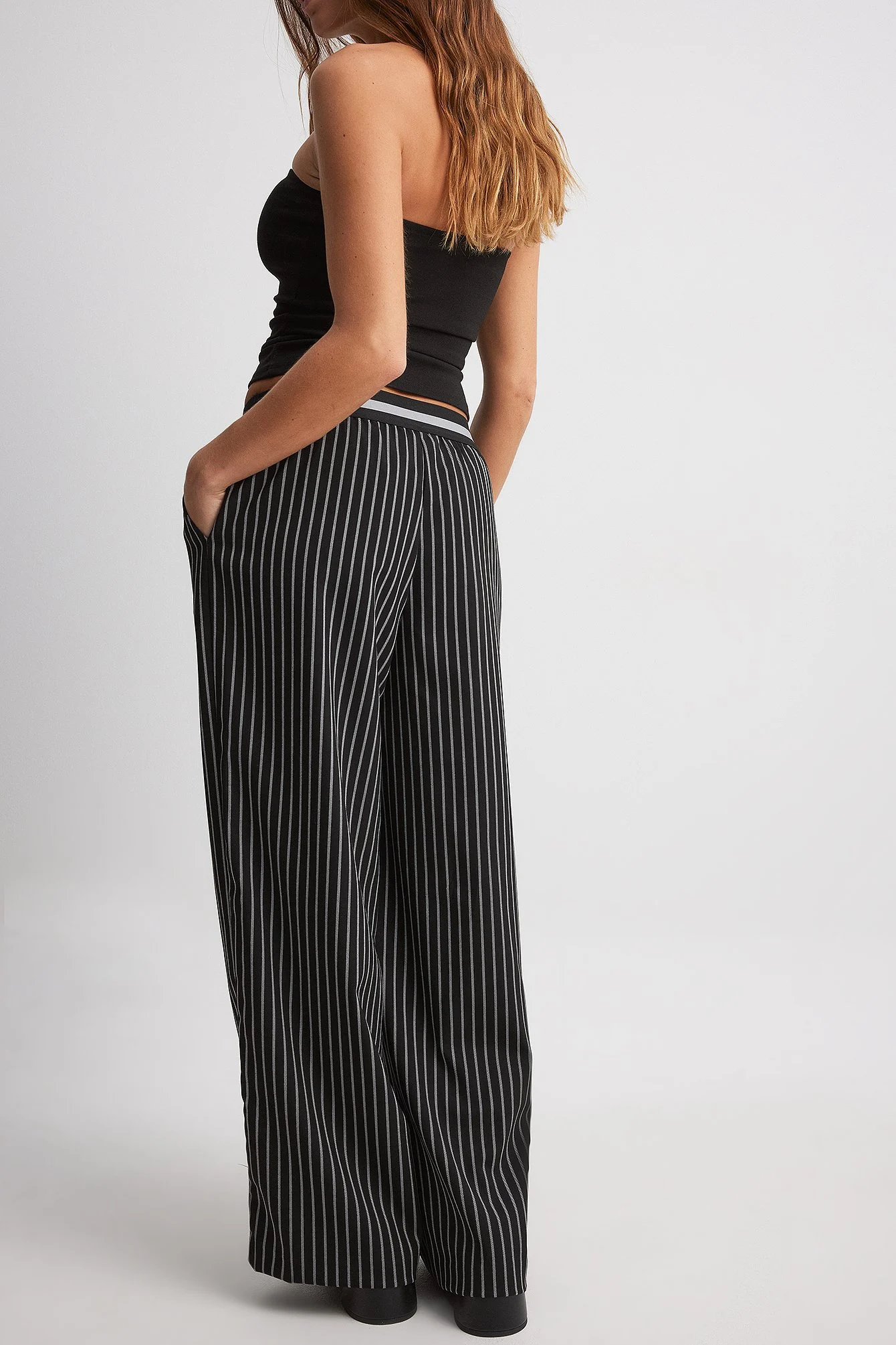Elastic Waist Loose Mid Waist Trousers