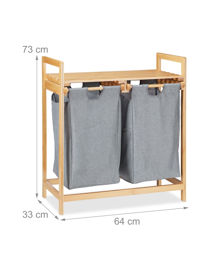 relaxdays Wäschekorb 2 Fächer mit Ablage günstig kaufen onesize