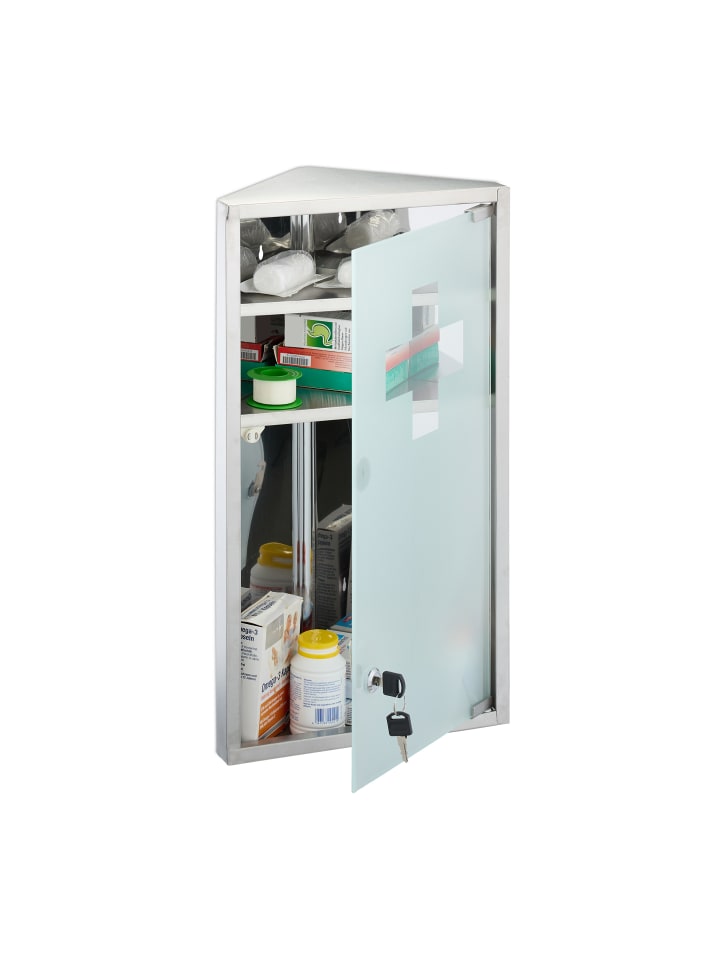 relaxdays Medizinschrank in Silber - (B)30 x (H)56 x (T)18 cm günstig kaufen onesize