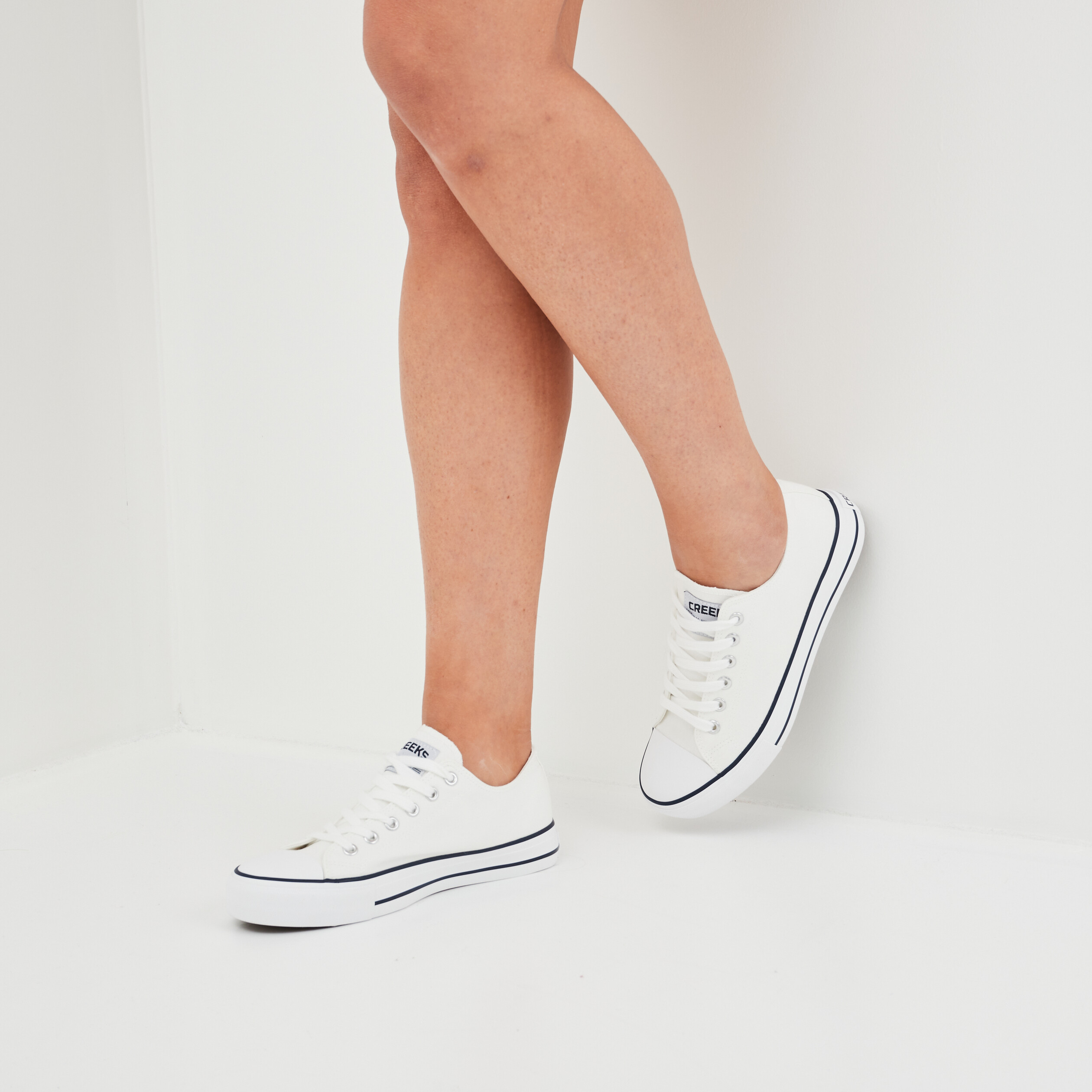 Tennis en toile à lacets Creeks blanc femme | La Halle
