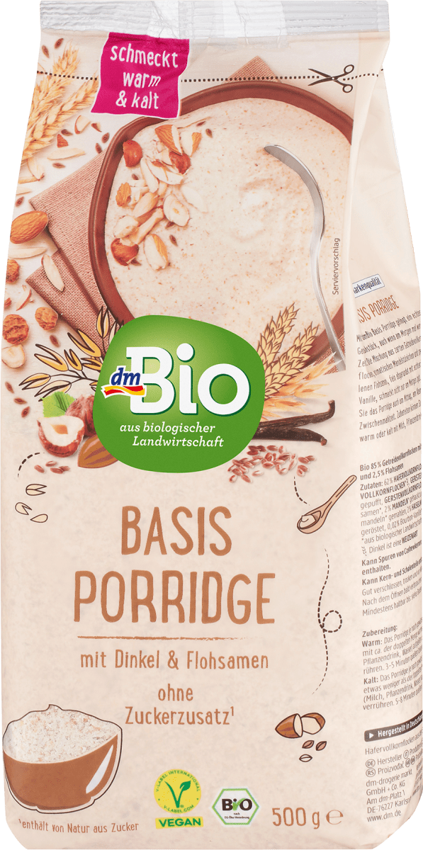 Porridge, Basis mit Dinkel & Flohsamen, 500 g