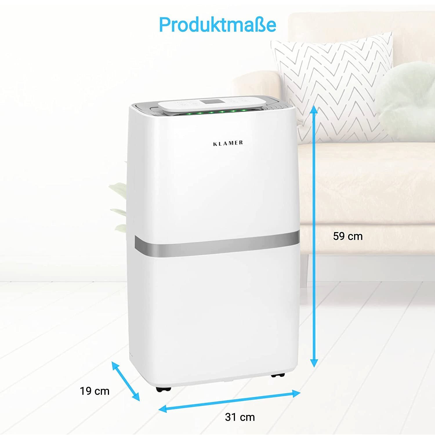 KLAMER Luftentfeuchter KLAMER Luftentfeuchter elektrisch 25L, 195m³ Luftumwälzung pro Stunde…
