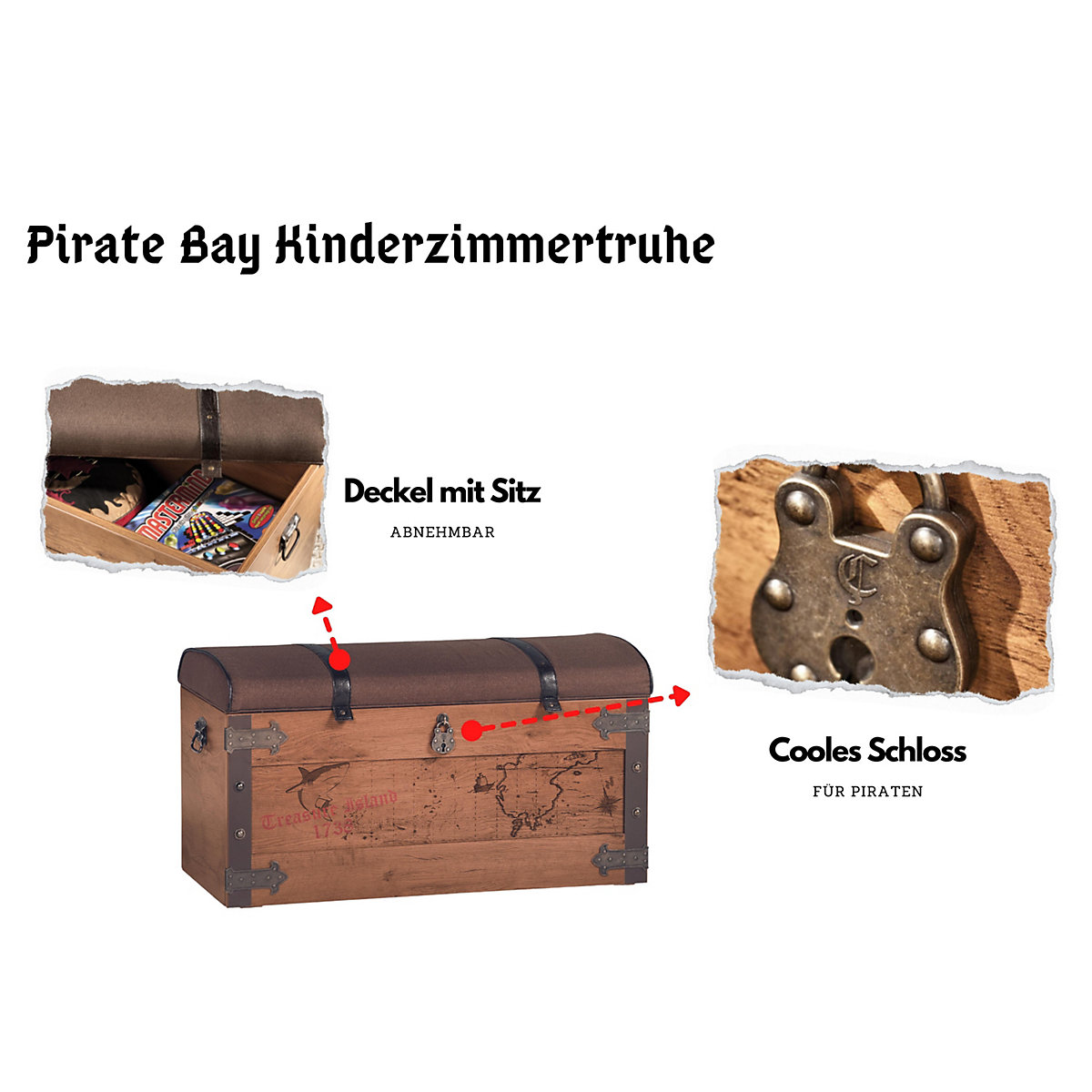 Kinderzimmer 4-teilig mit Piratenbett in Schiffsform inkl. Ausziehbett