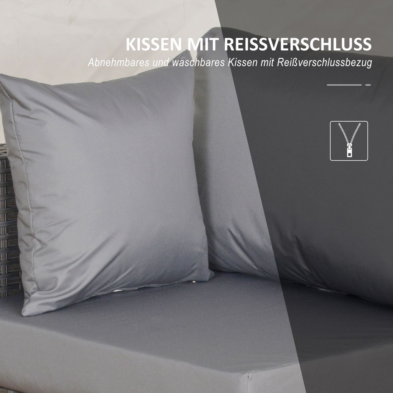 Outsunny Polyrattan Sitzgarnitur 10 tlg. Sitzgruppe Gartenset Sofagarnitur Gartenmöbel Set Lounge Stahl Luxus Dunkelgrau