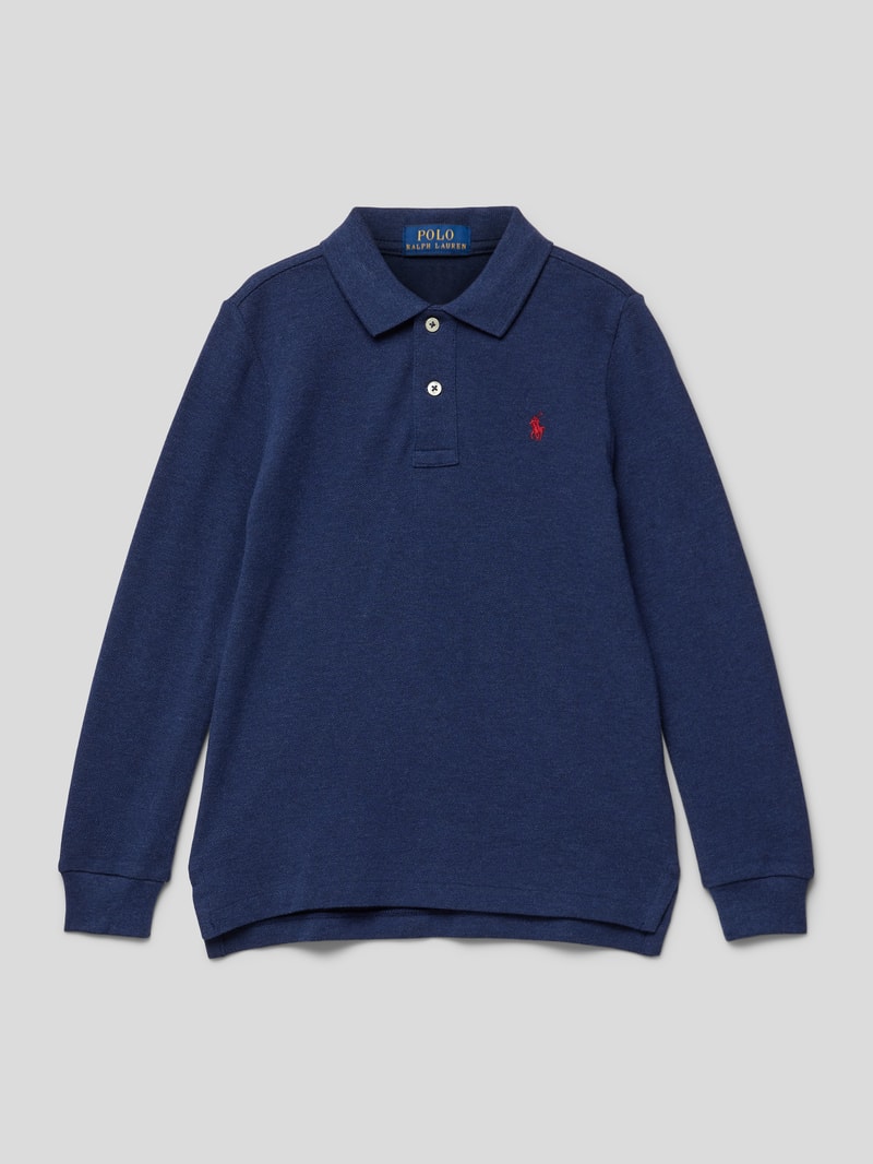 Longsleeve mit Polokragen in marineblau