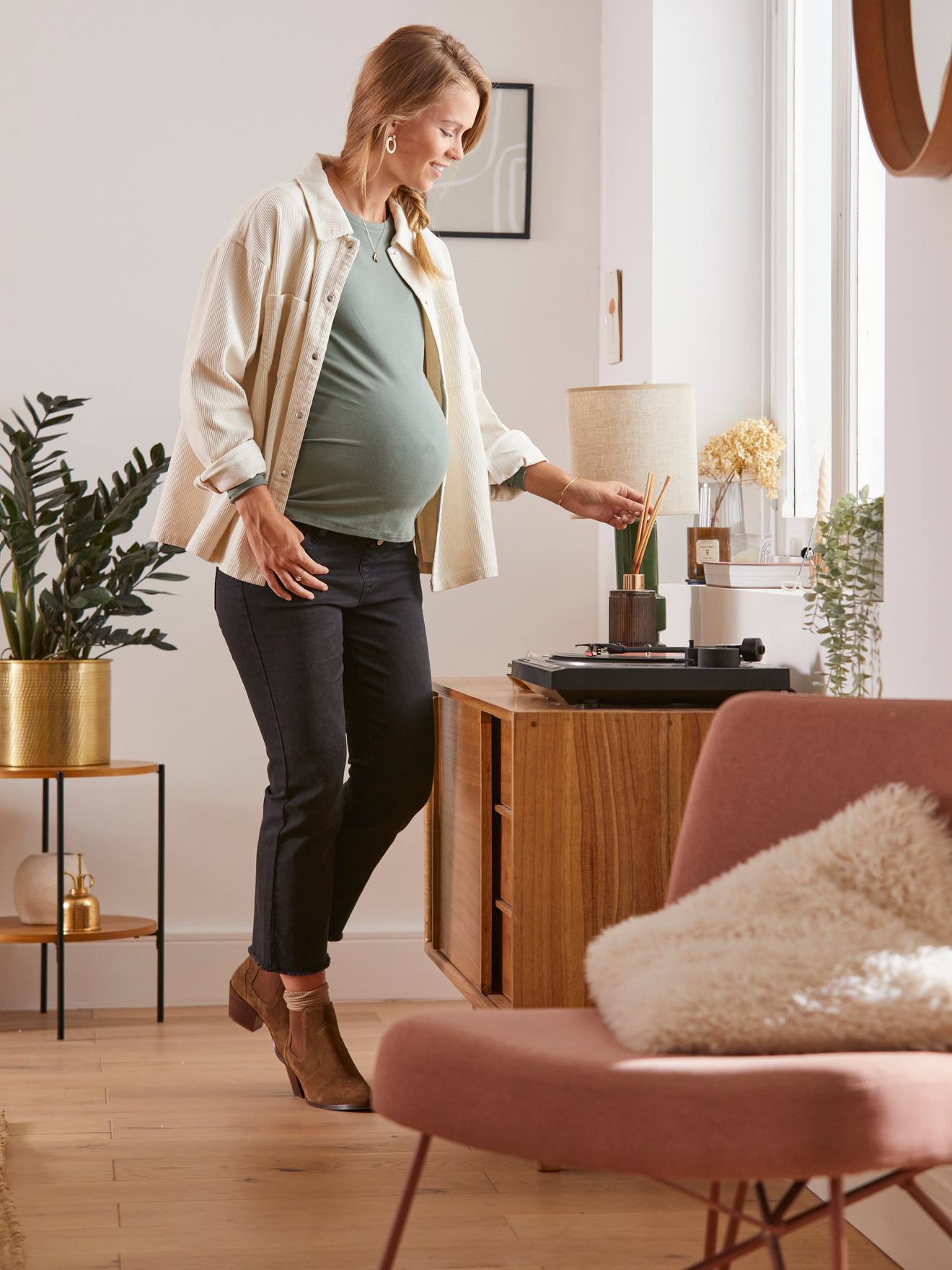 Vertbaudet Flare-Jeans für die Schwangerschaft, Schrittlänge 65 cm - anthrazit