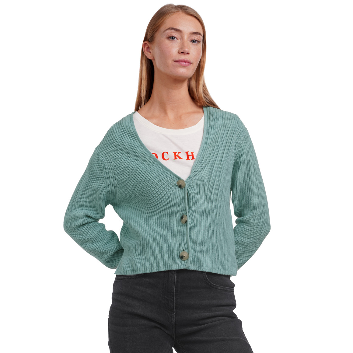 Damen Strickjacke aus Rippstrick
