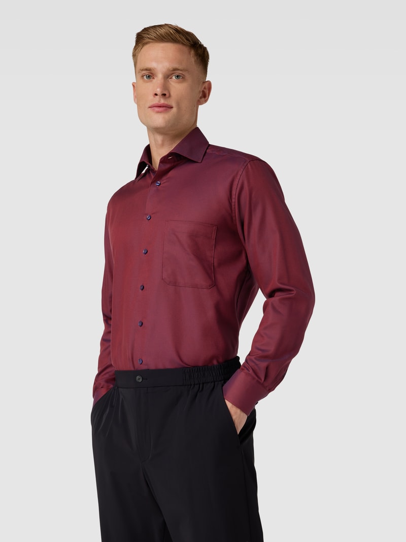 Comfort Fit Business-Hemd mit Brusttasche in bordeaux rot