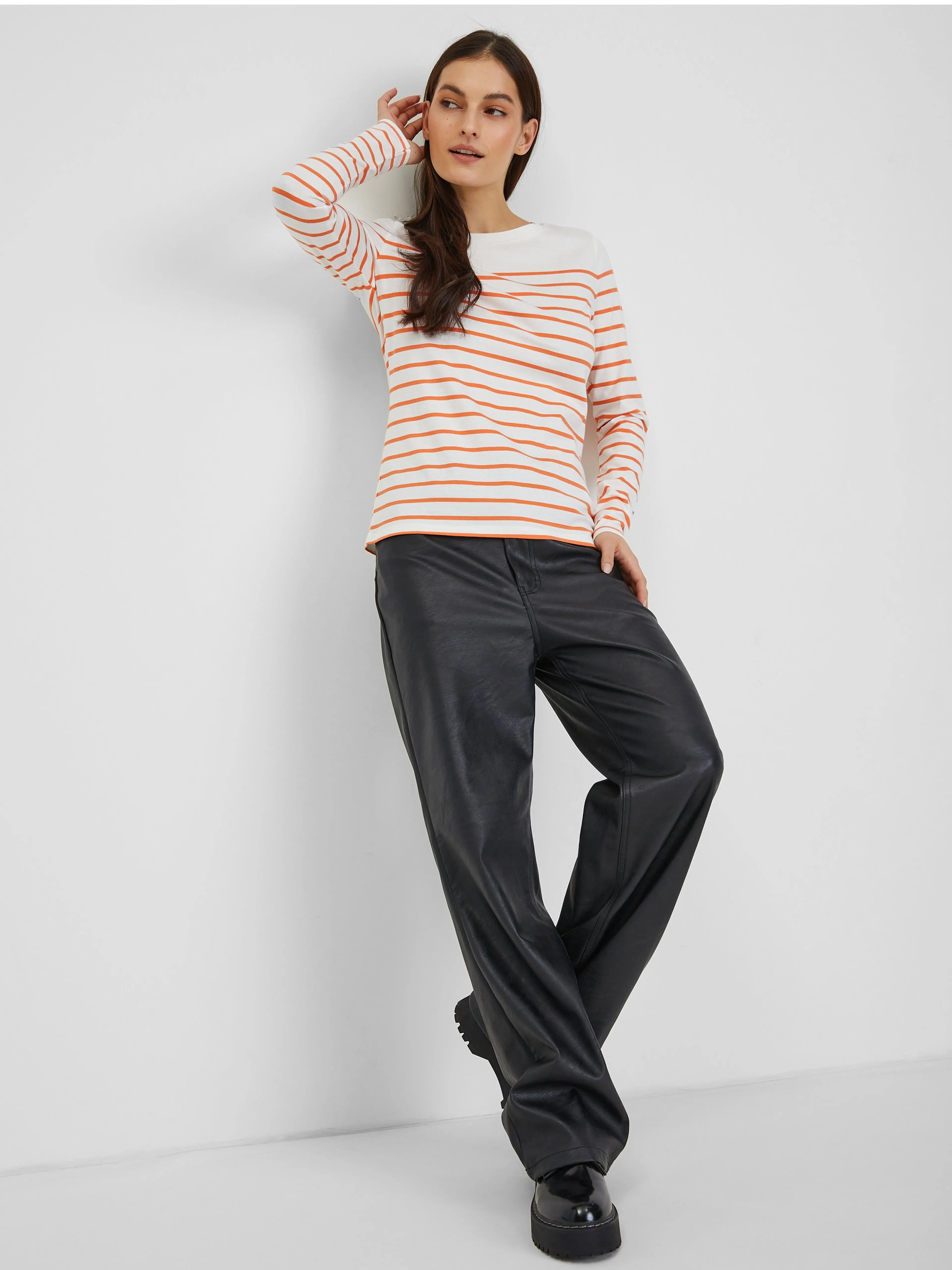 Orange-weiß gestreiftes Damen-T-Shirt ORSAY