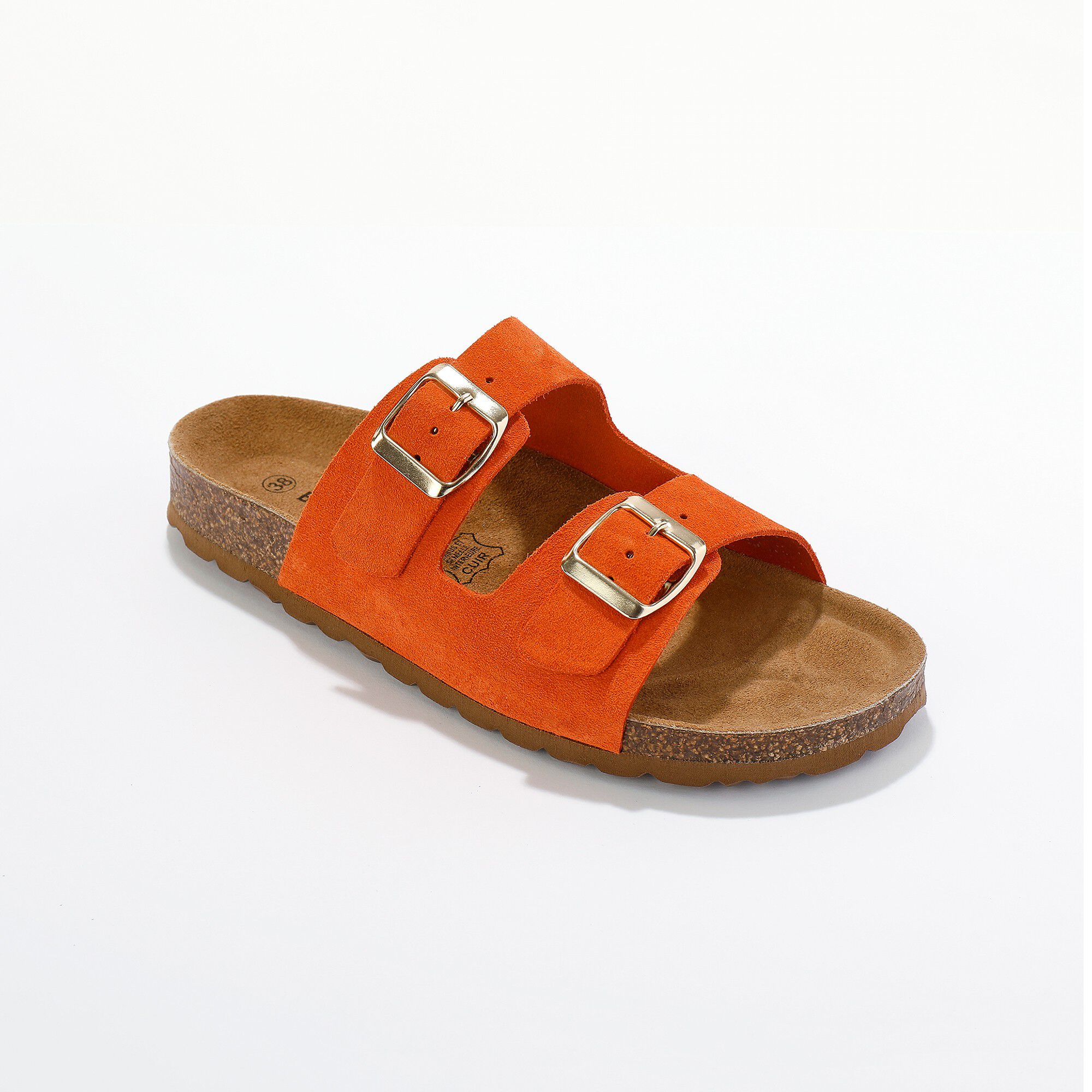 Mules croûte de cuir 2 boucles réglables