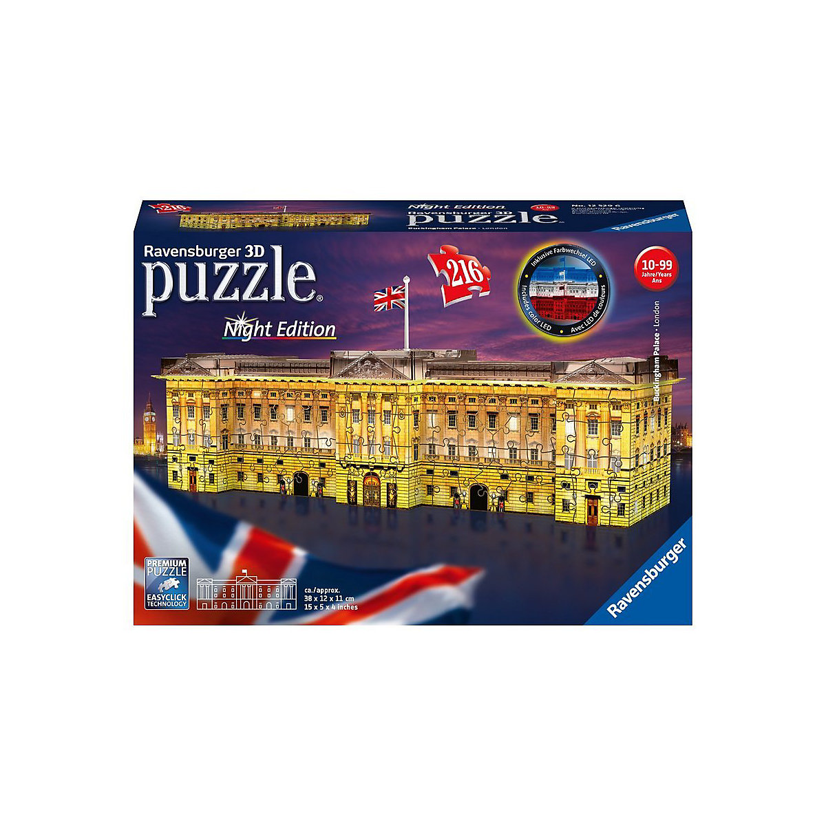 3D-Puzzle Night mit LED, B38 cm, 216 Teile, Buckingham Palace bei Nacht