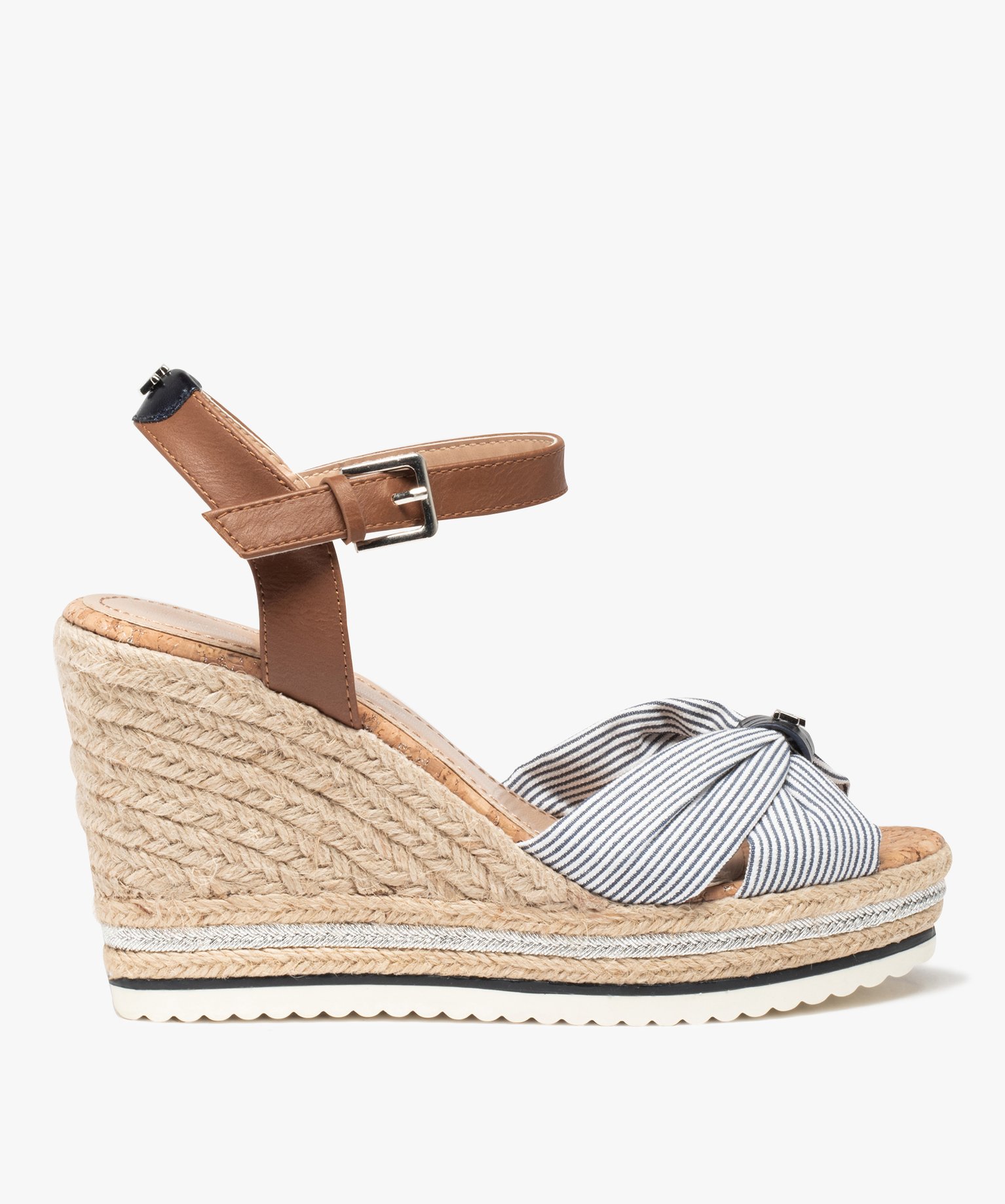 Sandales femme compensées dessus en toile - Tom Tailor marine | GEMO