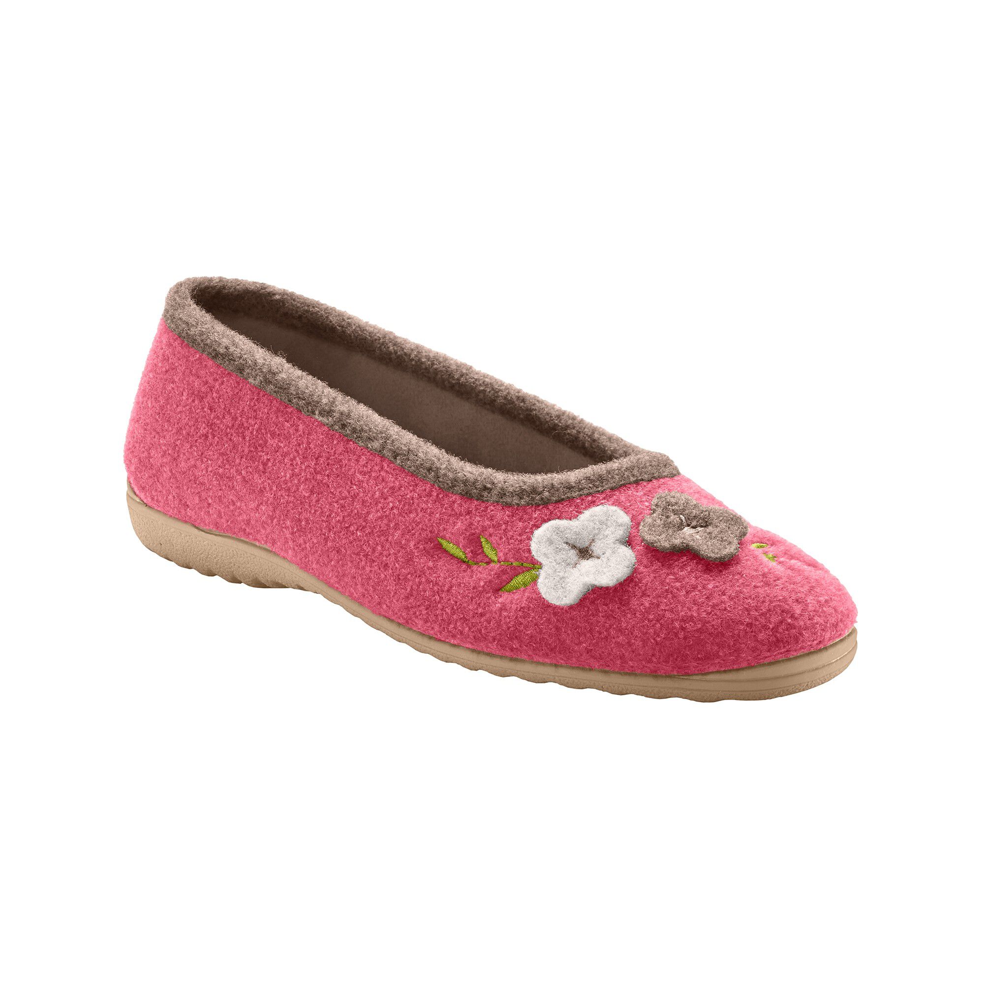 Chaussons ballerines feutrine avec fleur appliquée