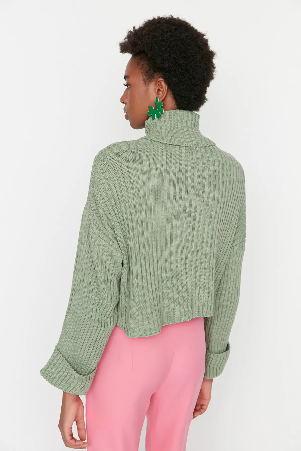 Trendyol Collection  Mint Kurzer Basic Strickpullover TWOAW22KZ0223