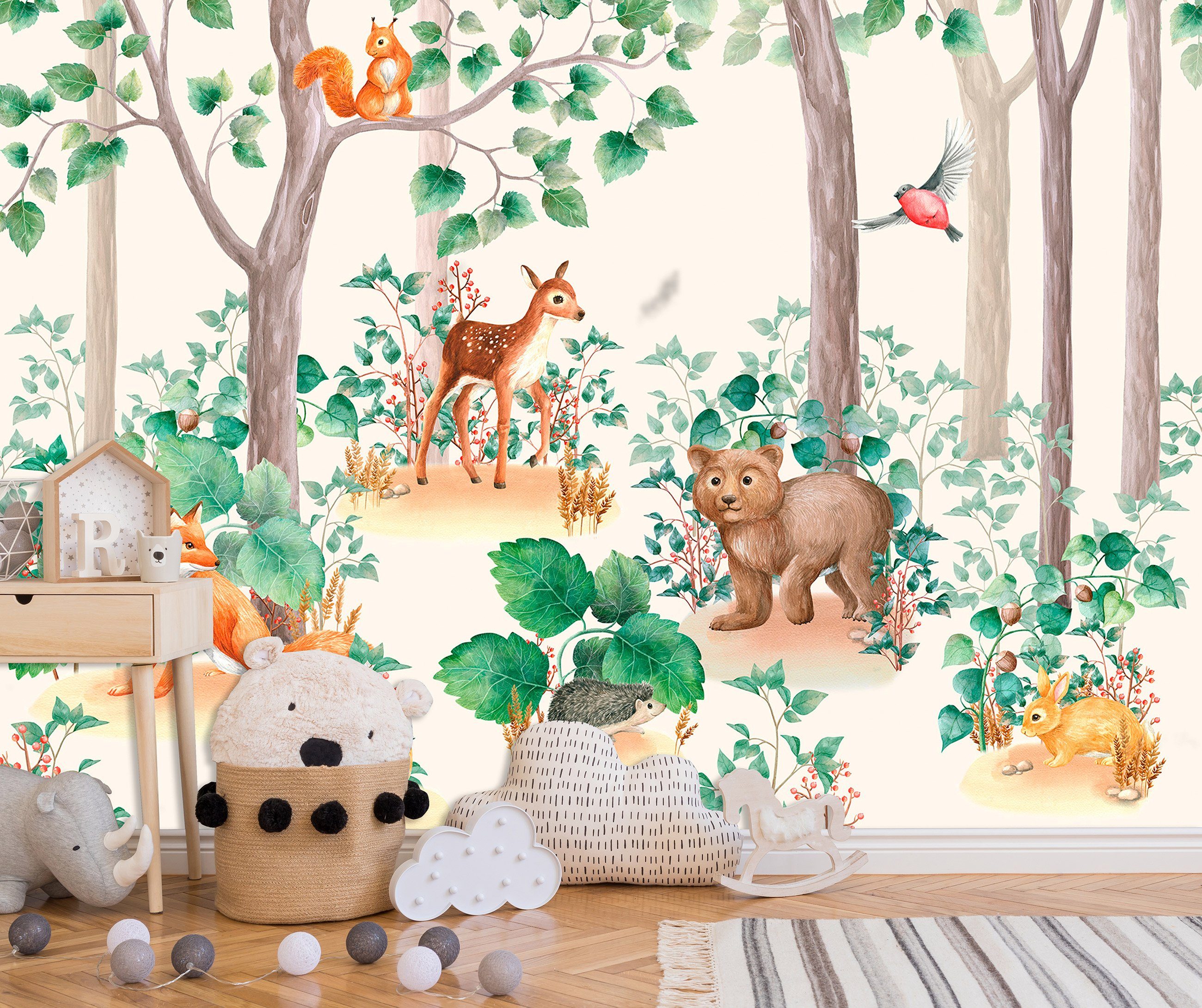 Wallarena Fototapete Kinderzimmer Jungen Mädchen Wald Tiere Vlies Tapete Vliestapete, Glatt Vlies Struktur Vinyl, Kinder, Märchenwald, Tapete inklusive Kleister Vliestapete Motivtapete