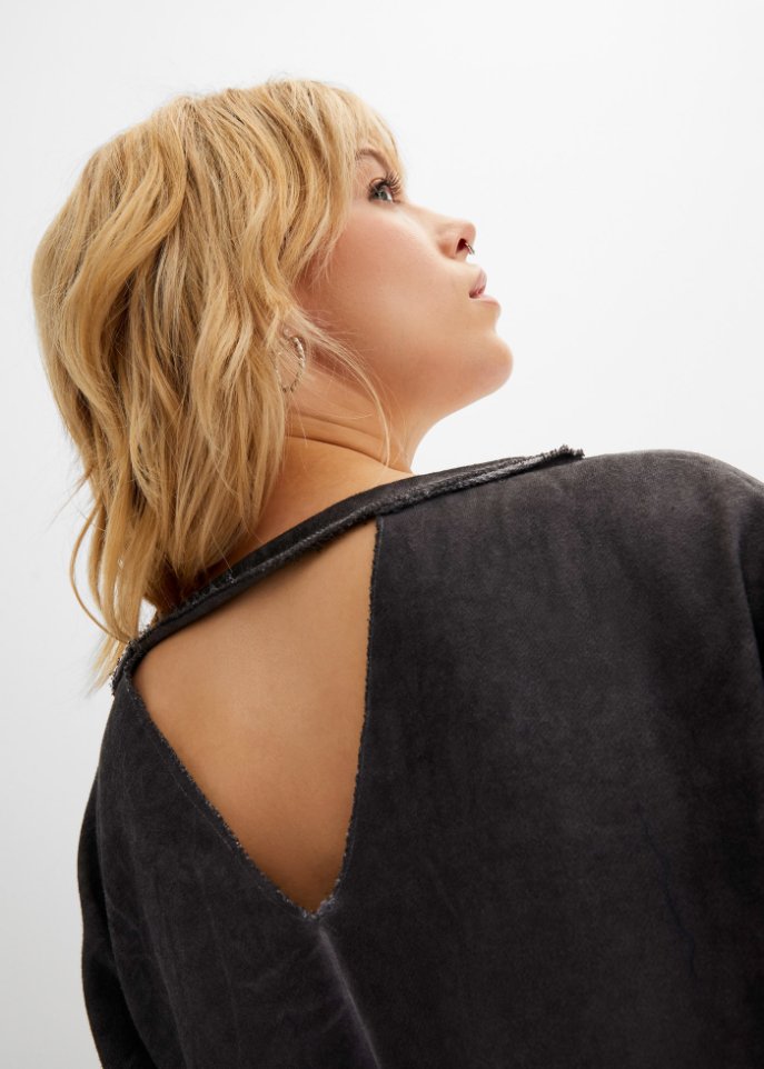 Sweatshirt im Used-Look mit Rückenausschnitt