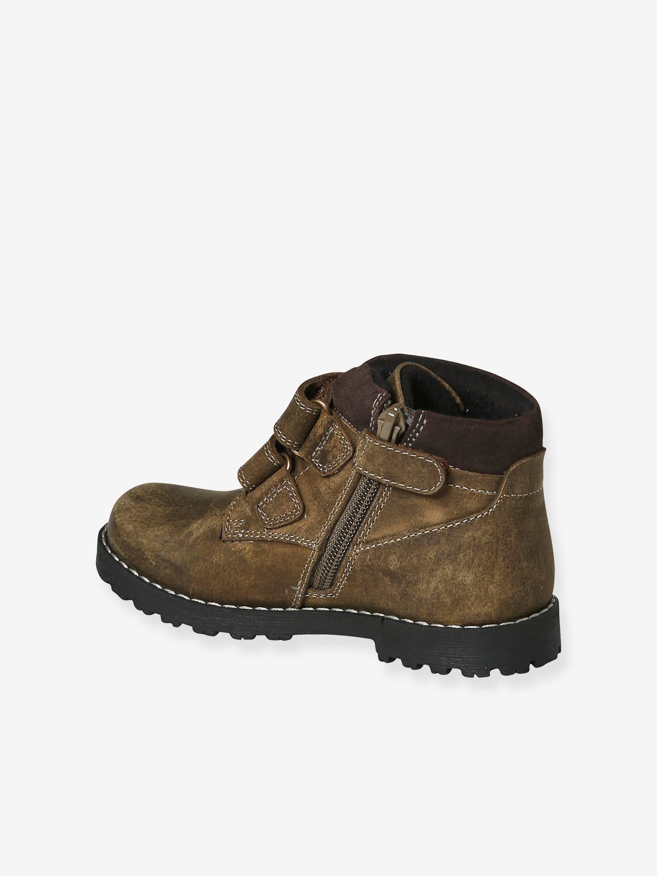 Vertbaudet Warme Kinder Klett-Boots mit Anziehtrick - khaki