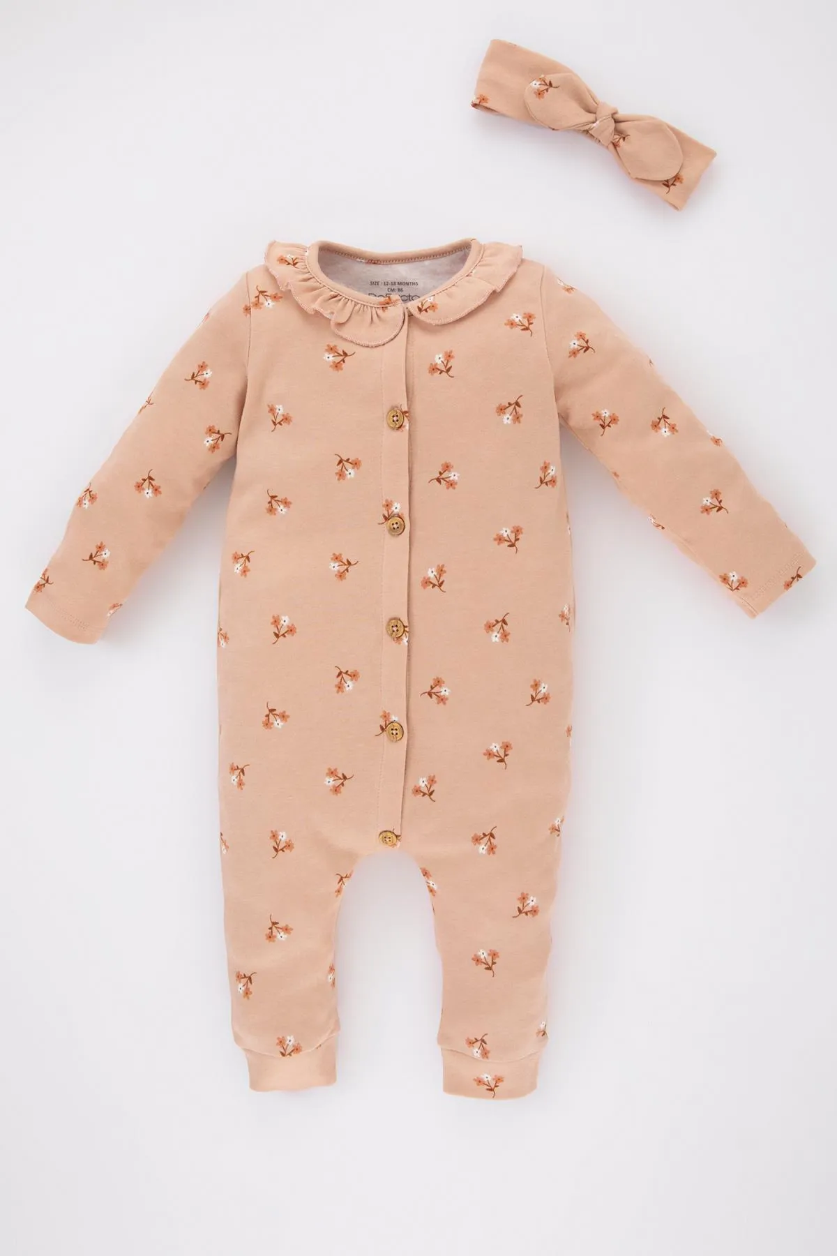 DeFacto  Blumen-Jumpsuit-Haarband für Babys und Mädchen, 2er-Set