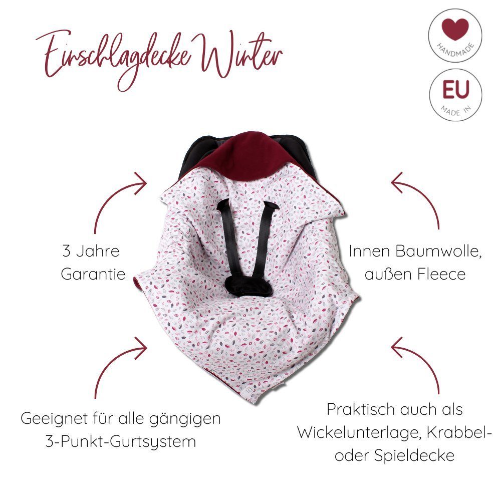Einschlagdecke Fußsack für die Babyschale Babyschalenfußsack Winter, HOBEA-Germany, für 3 Punkt Babyschale geeignet