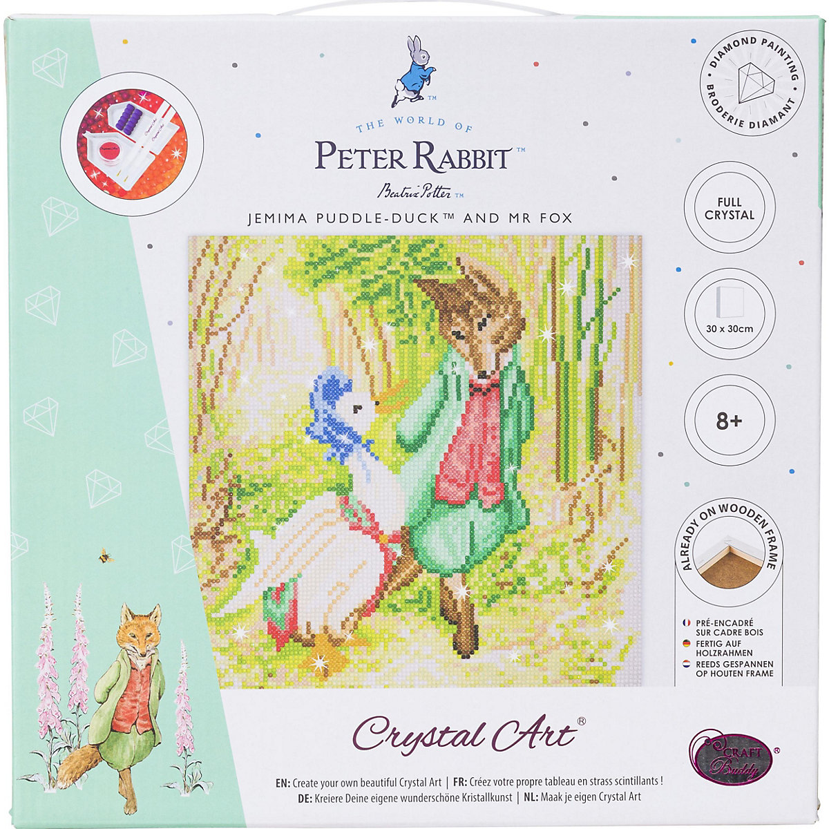 Jemima Puddle-Duck Crystal Art Leinwand Set 30x30cm