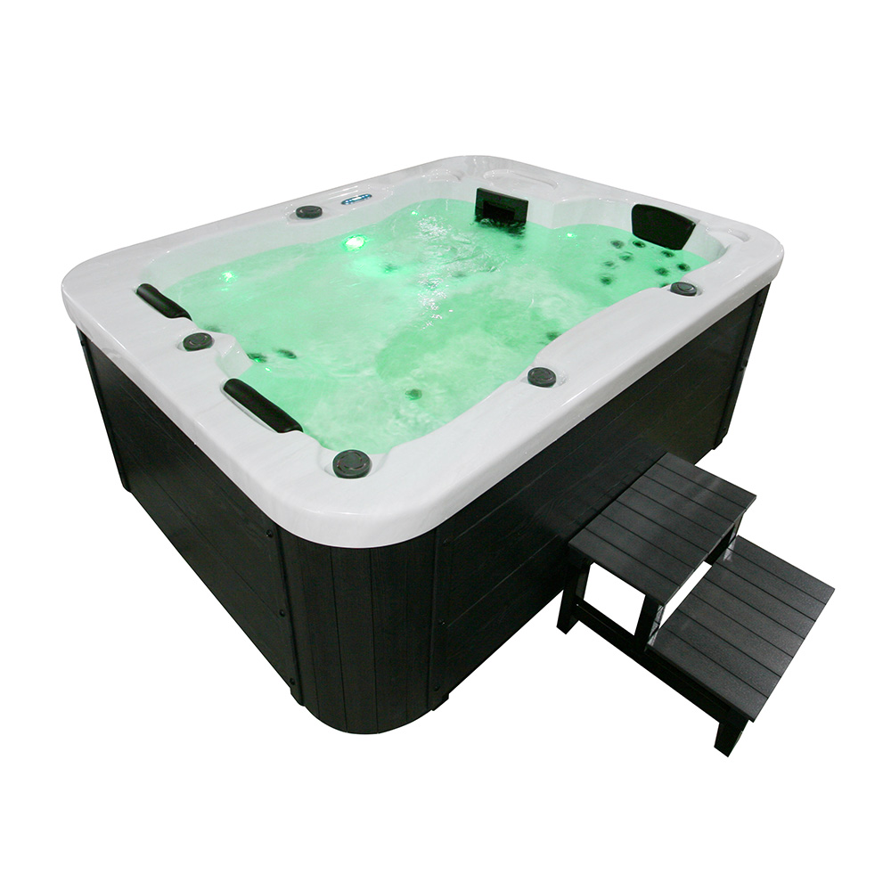 Home Deluxe HOME DELUXE Outdoor Whirlpool WHITE MARBLE inkl. Treppe und Thermoabdeckung
