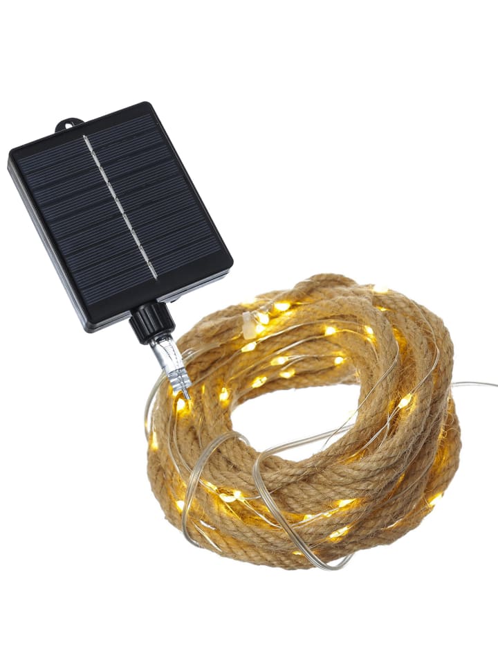 MARELIDA LED Solar Lichterkette Seil mit Fernbedienung, USB L: 5m in braun günstig kaufen onesize