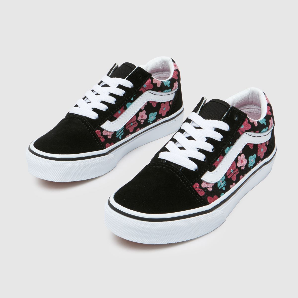 Vans svarta multifärgade old skool flickor junior träningsskor