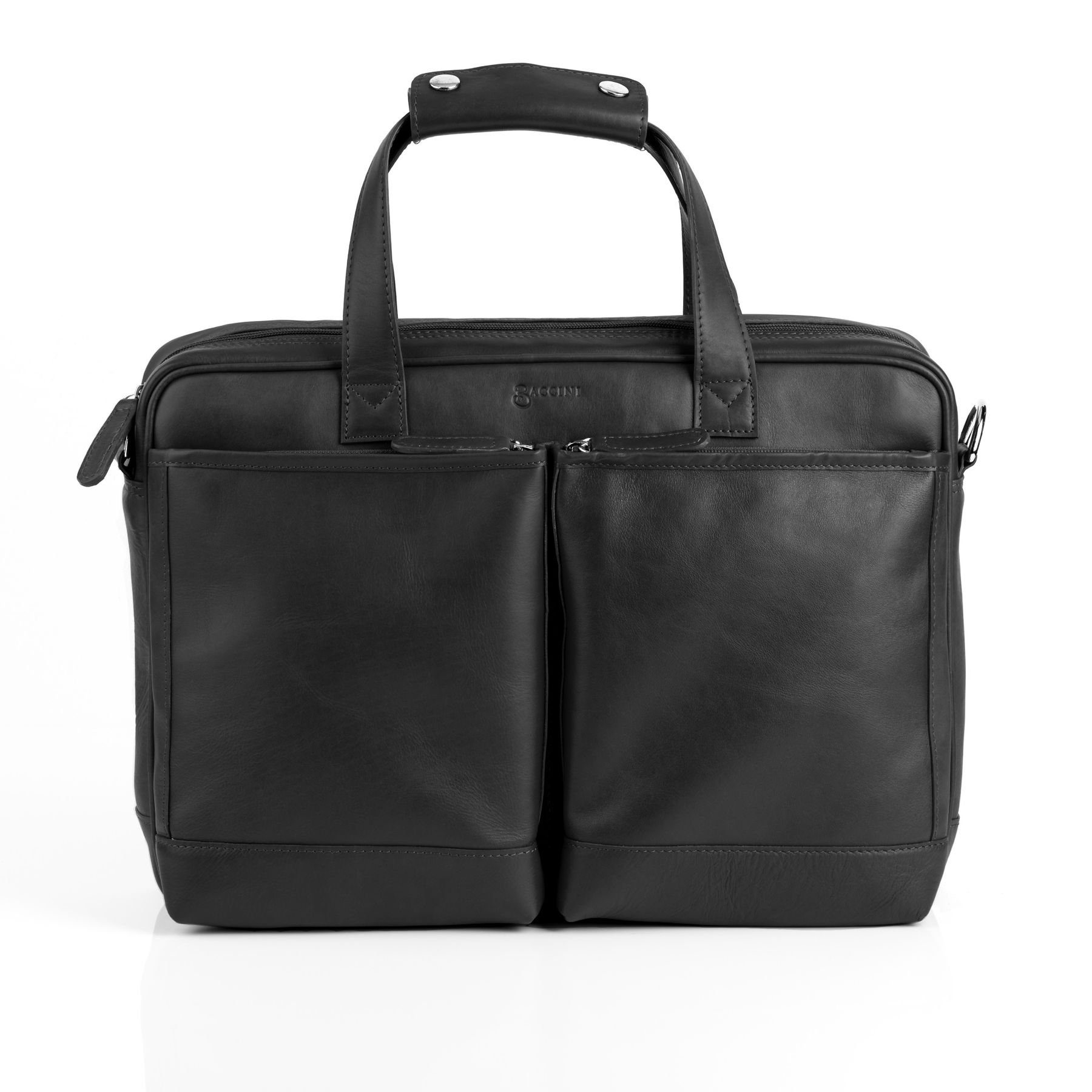 BACCINI Laptoptasche Leder Businesstasche Herren MARCO, Laptoptasche 15,4 Zoll, Aktentasche Echtleder Herren schwarz