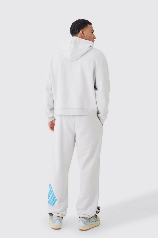 Kastiger Oversize Hoodie mit Borg-Applikation