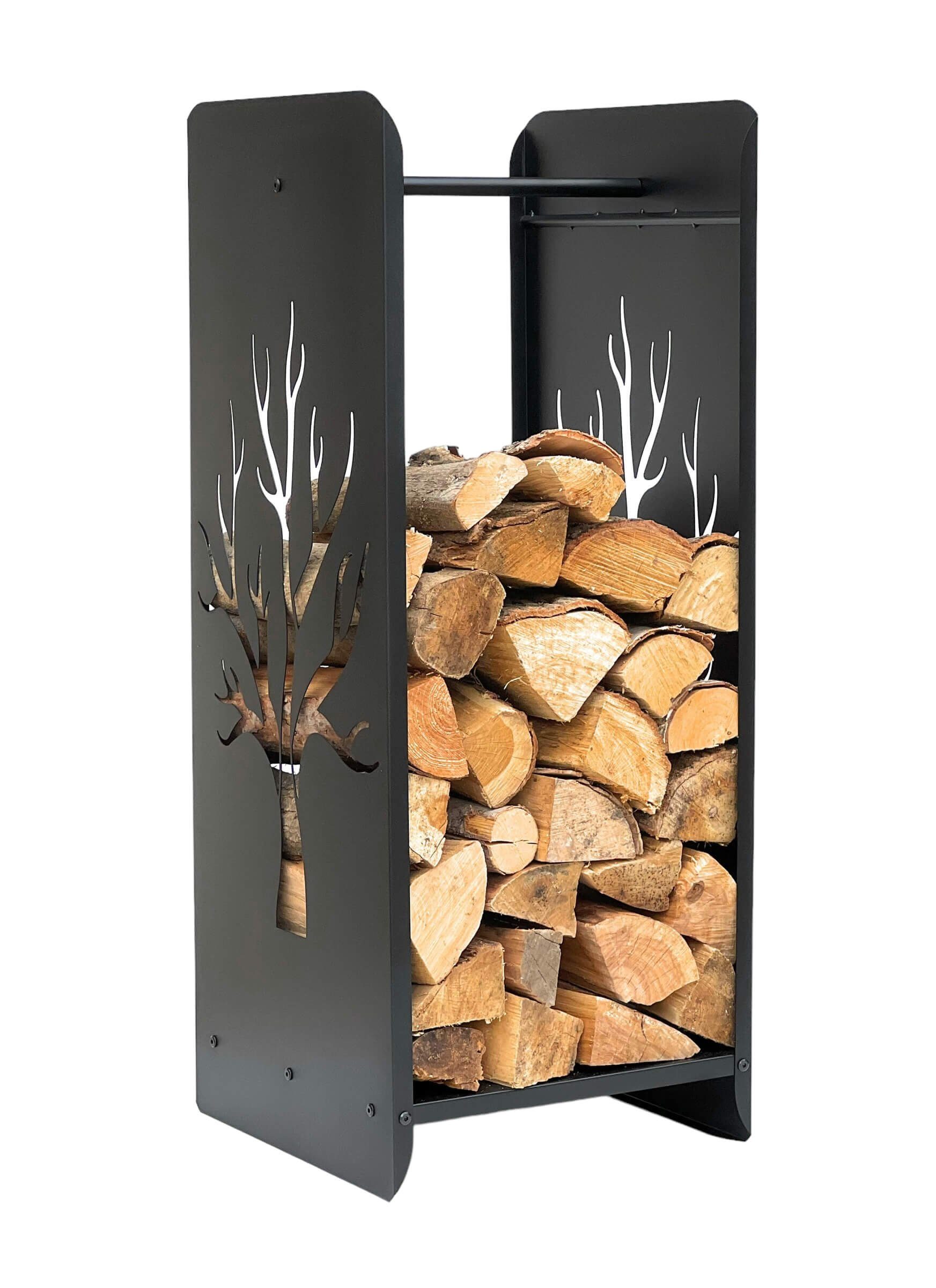 DanDiBo Kaminholzregal Kaminholzregal Innen Metall Schwarz 100 cm Kaminholzständer 96428