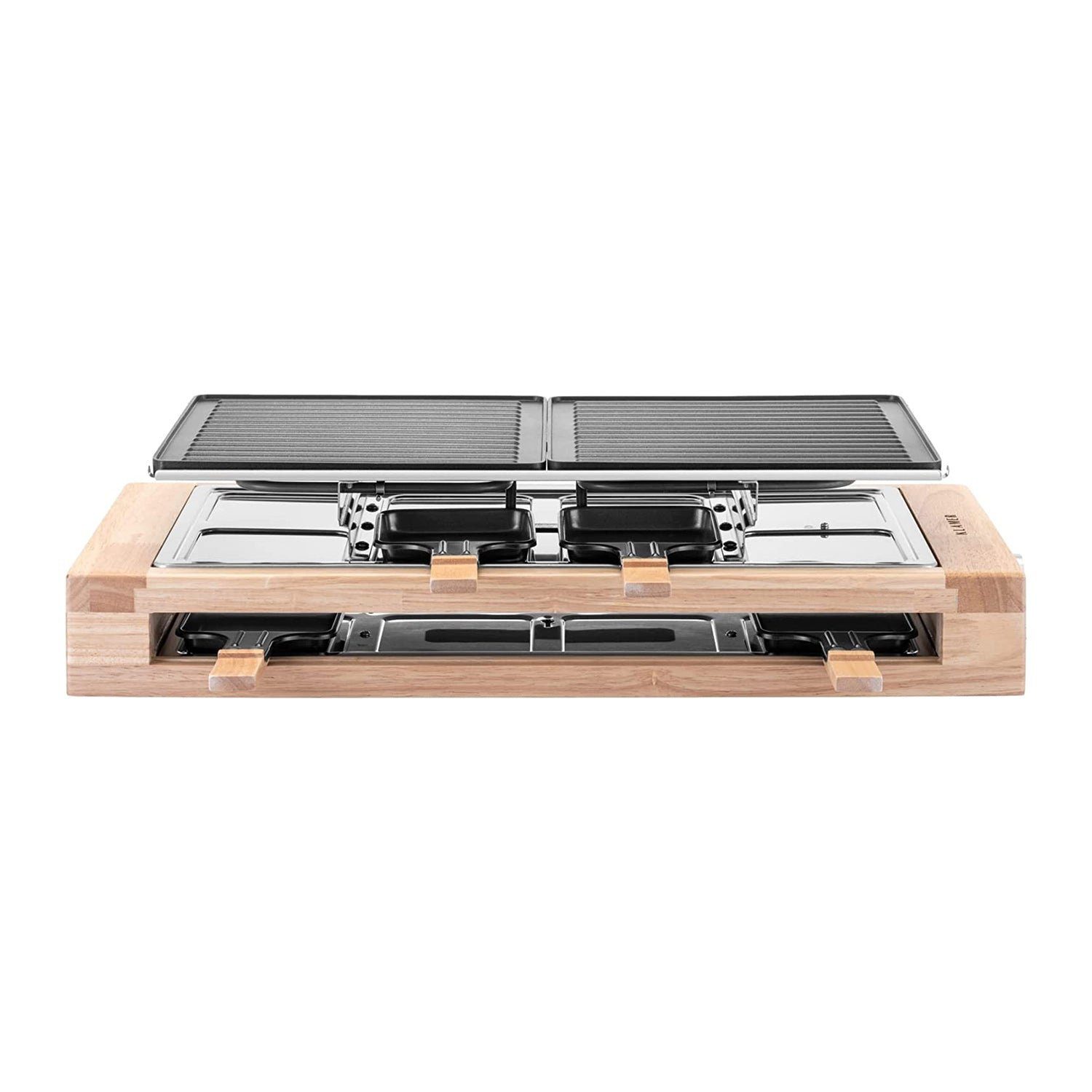 KLAMER Raclette KLAMER Raclette 8 Personen, 1500W Raclette Grill mit Holzgestell, Rac…